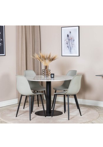 VENTURE DESIGN Polar Plastic spisestuestol - gr plast og sort metall