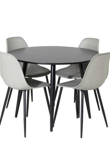 VENTURE DESIGN Polar Plastic spisestuestol - gr plast og sort metall