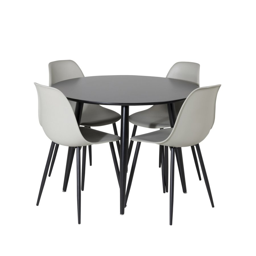 VENTURE DESIGN Polar Plastic spisestuestol - gr plast og sort metall