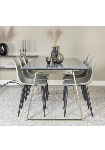 VENTURE DESIGN Polar Plastic spisestuestol - gr plast og sort metall