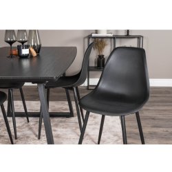 Polar Plastic spisebordsstol - sort plastik og sort meta