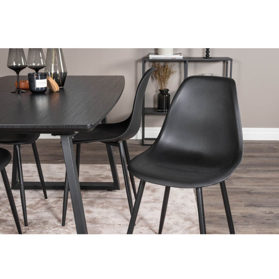 VENTURE DESIGN Polar Plastic spisestuestol - svart plast og sort metall
