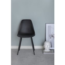 Polar Plastic spisebordsstol - sort plastik og sort meta