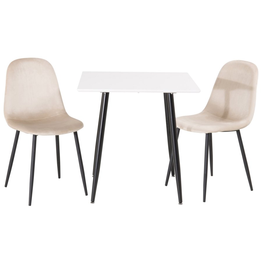 VENTURE DESIGN Polar spisestuestol - beige velur og sort metall