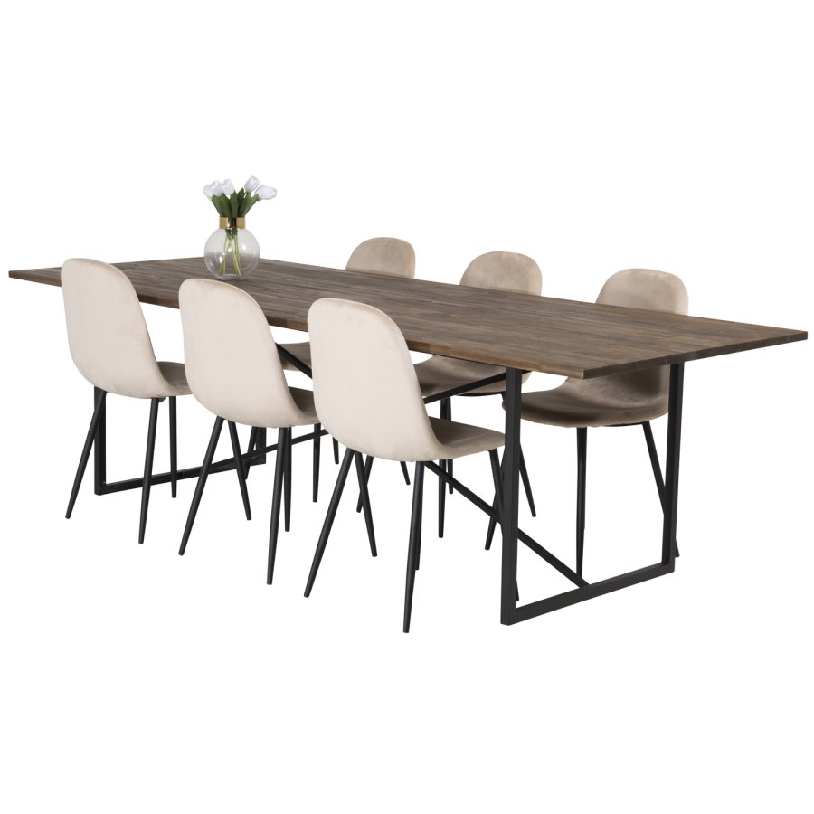 VENTURE DESIGN Polar spisestuestol - beige velur og sort metall