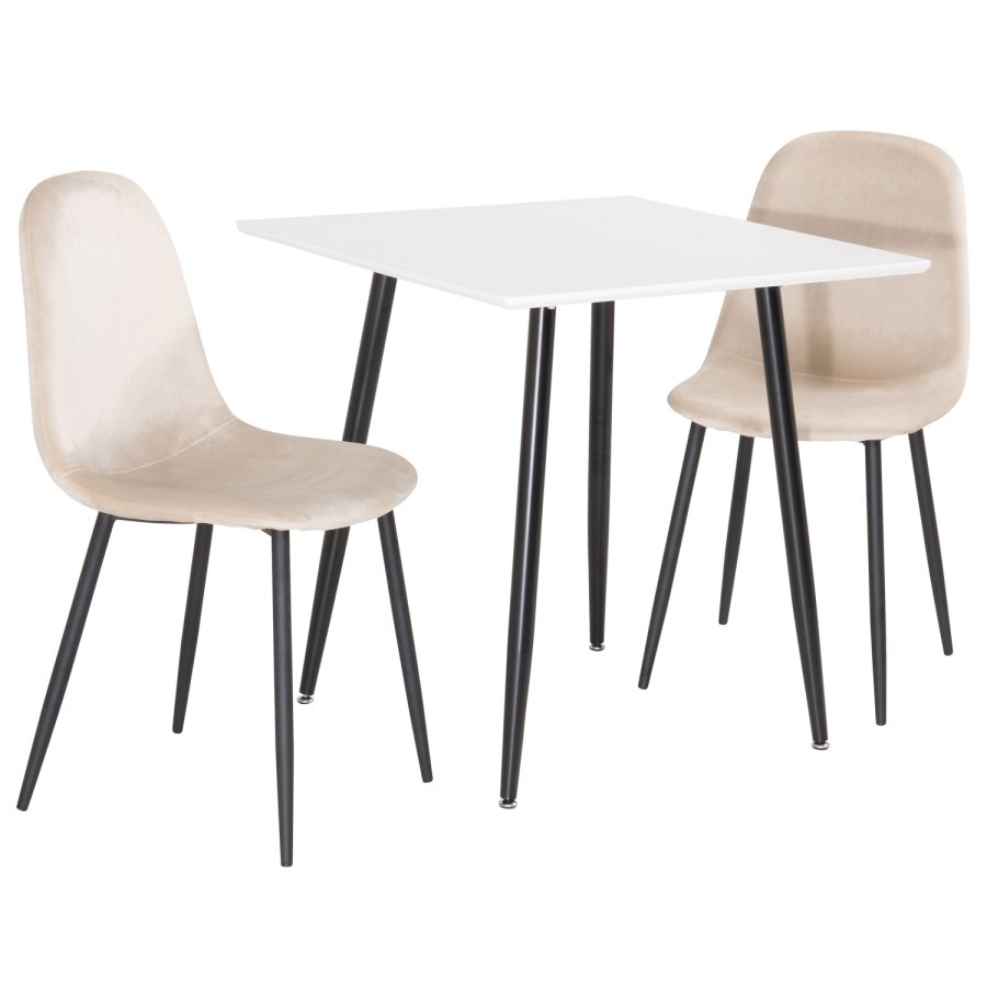 VENTURE DESIGN Polar spisestuestol - beige velur og sort metall