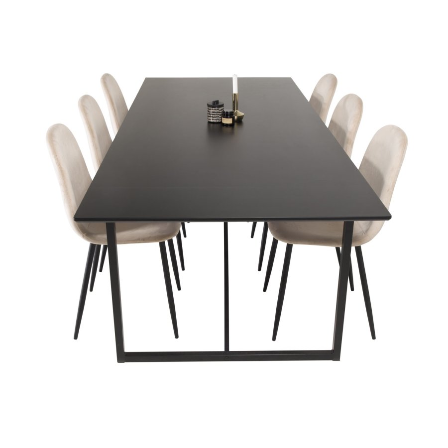 VENTURE DESIGN Polar spisestuestol - beige velur og sort metall