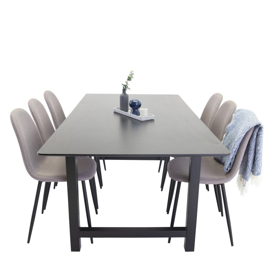 VENTURE DESIGN Polar spisestol - gr polyester og sort metall