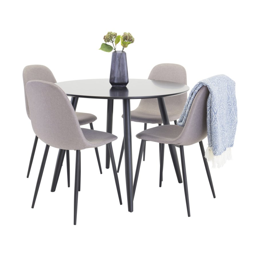 VENTURE DESIGN Polar spisestol - gr polyester og sort metall