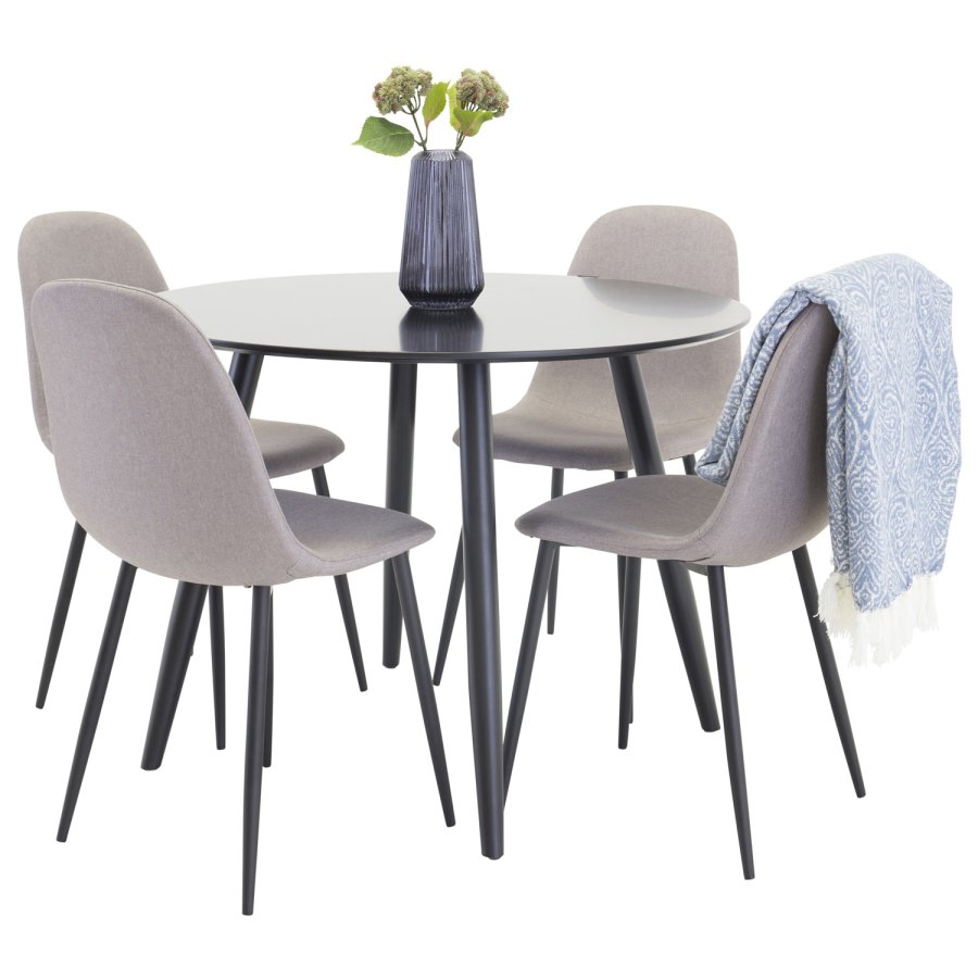 VENTURE DESIGN Polar spisestol - gr polyester og sort metall