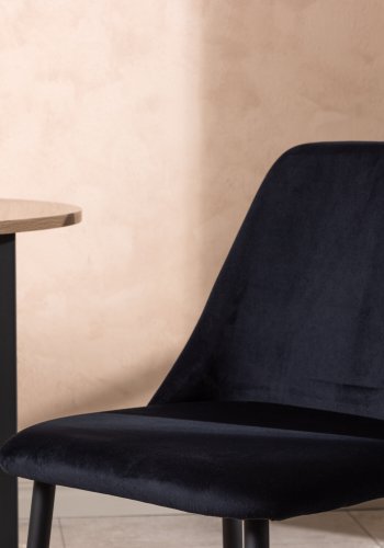 VENTURE DESIGN Natt spisestuestol - svart flyelsstoff og sort stl