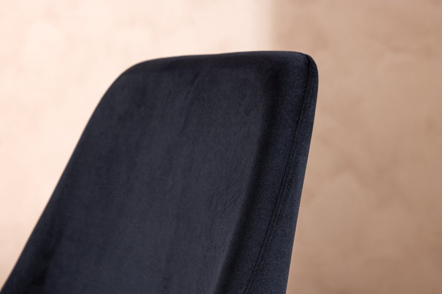 VENTURE DESIGN Natt spisestuestol - svart flyelsstoff og sort stl
