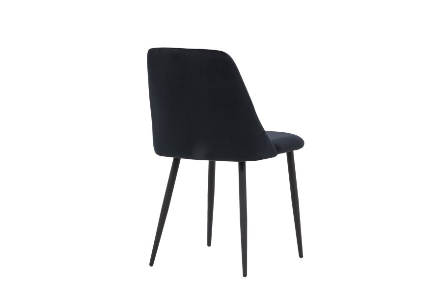 VENTURE DESIGN Natt spisestuestol - svart flyelsstoff og sort stl