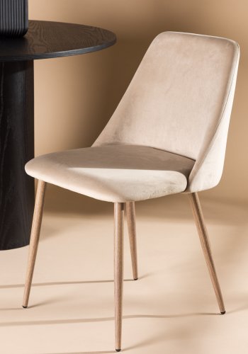 VENTURE DESIGN Night spisebordsstol - brun fljl stof og valnddefarvet stl