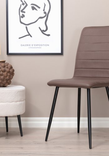 VENTURE DESIGN Windu Lyx matstol - brun mikrofiber och svart stl