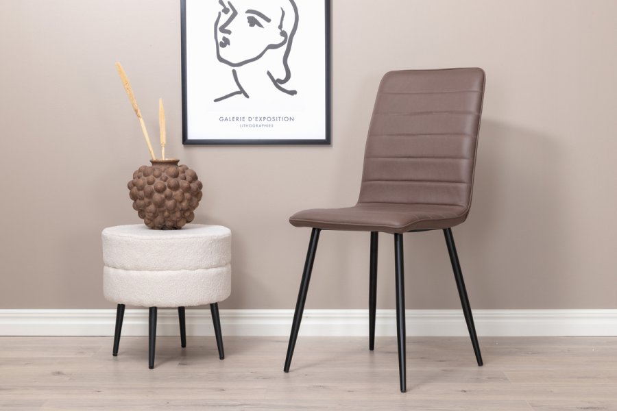 VENTURE DESIGN Windu Lyx matstol - brun mikrofiber och svart stl