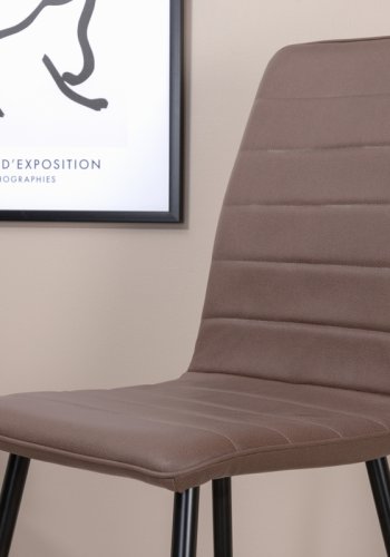 VENTURE DESIGN Windu Lyx matstol - brun mikrofiber och svart stl