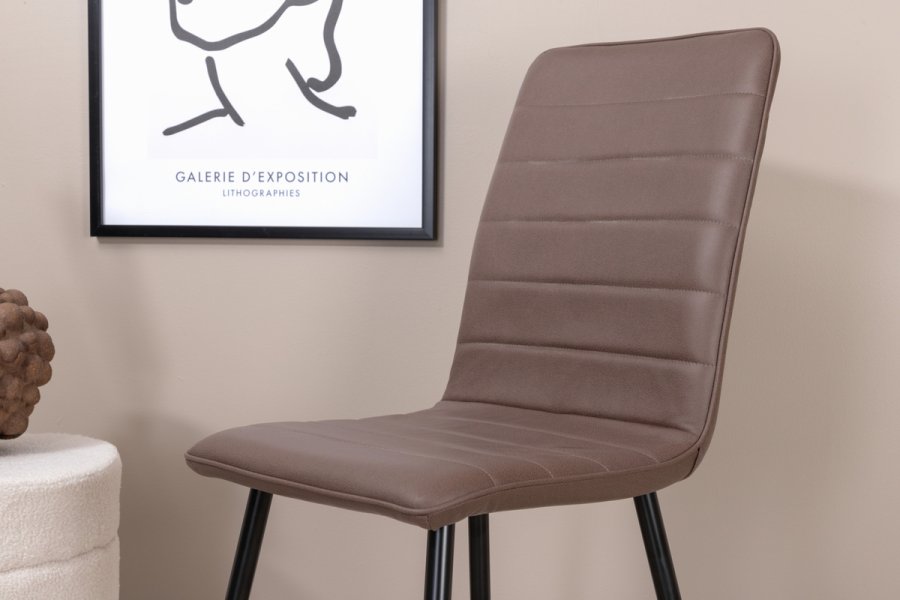 VENTURE DESIGN Windu Lyx matstol - brun mikrofiber och svart stl