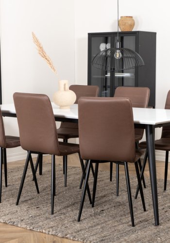 VENTURE DESIGN Windu Lyx matstol - brun mikrofiber och svart stl