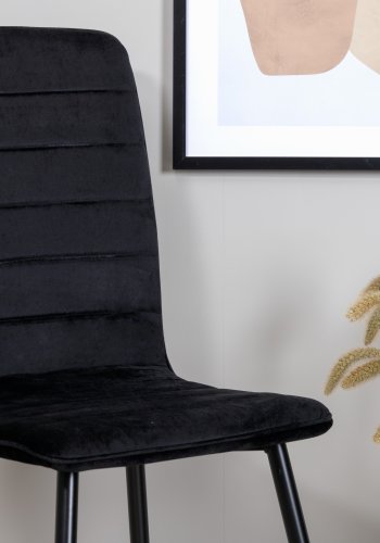 VENTURE DESIGN Windu Lyx spisestuestol - sort flyel/polyester lin og sort stl