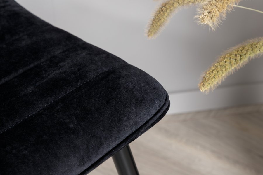 VENTURE DESIGN Windu Lyx spisestuestol - sort flyel/polyester lin og sort stl