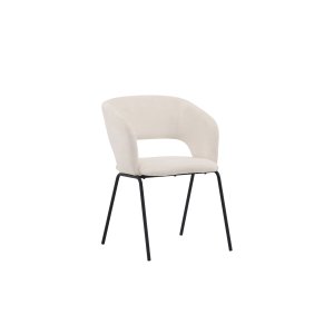 VENTURE DESIGN Day spisebordsstol, m. armln - hvid hr og mat sort stl