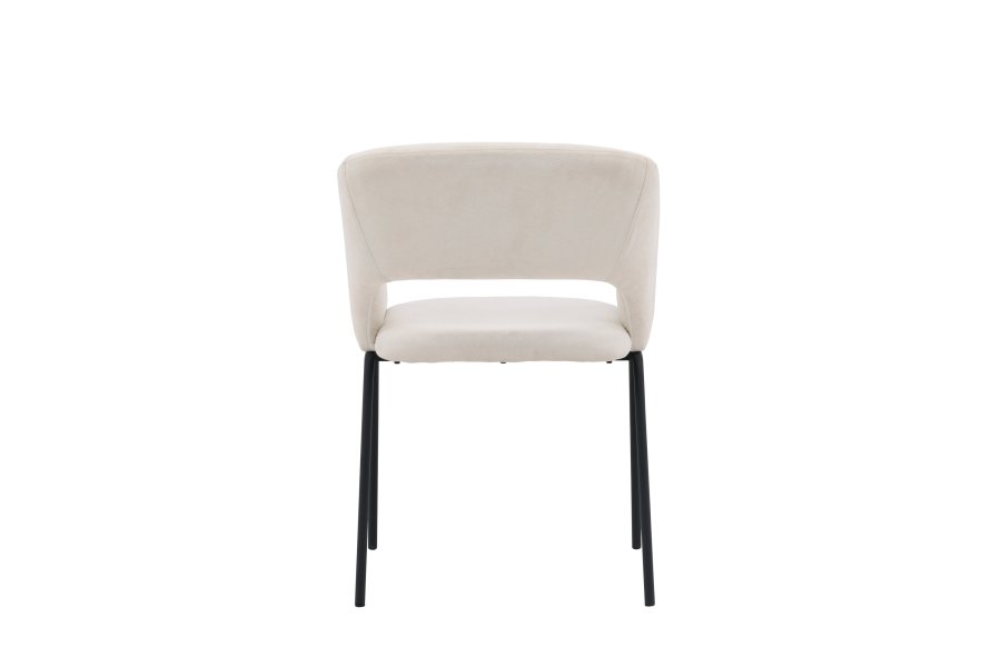 VENTURE DESIGN Day Esszimmerstuhl, mit Armlehnen – weißes Leinen und mattschwarzer Stahl