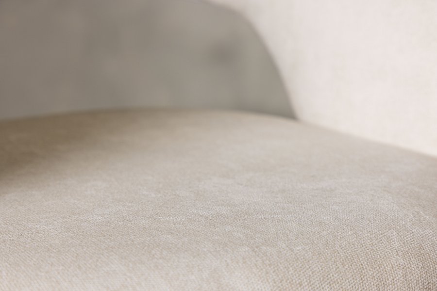 VENTURE DESIGN Day Esszimmerstuhl, mit Armlehnen – weißes Leinen und mattschwarzer Stahl