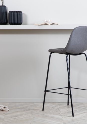 VENTURE DESIGN Polar barkrakk, med ryggsttte og fotsttte - gr mikrofiber/polyester lin og svart stl