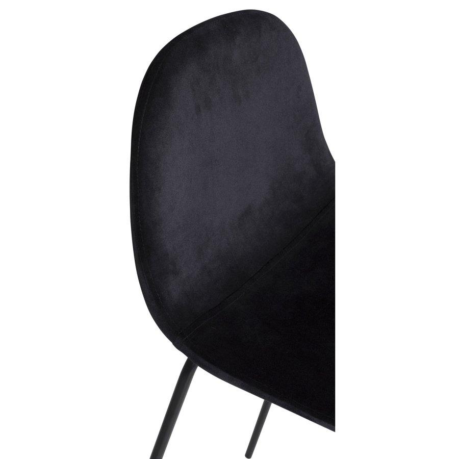 VENTURE DESIGN Polar barstol, med ryggsttte og fotsttte - svart velour og svart jern