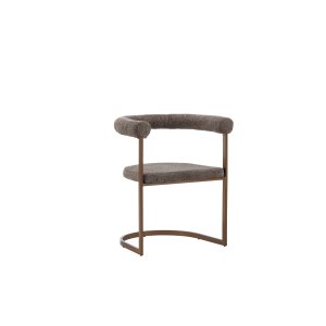 VENTURE DESIGN Morning spisebordsstol, m. armln - brun/gr boucl stof og stl