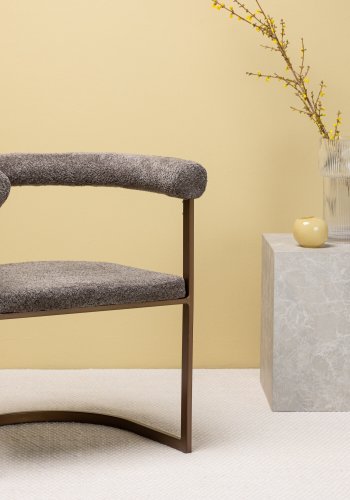 VENTURE DESIGN Morgonmatstol, w. armstöd - brun/gr bouclétyg och stl