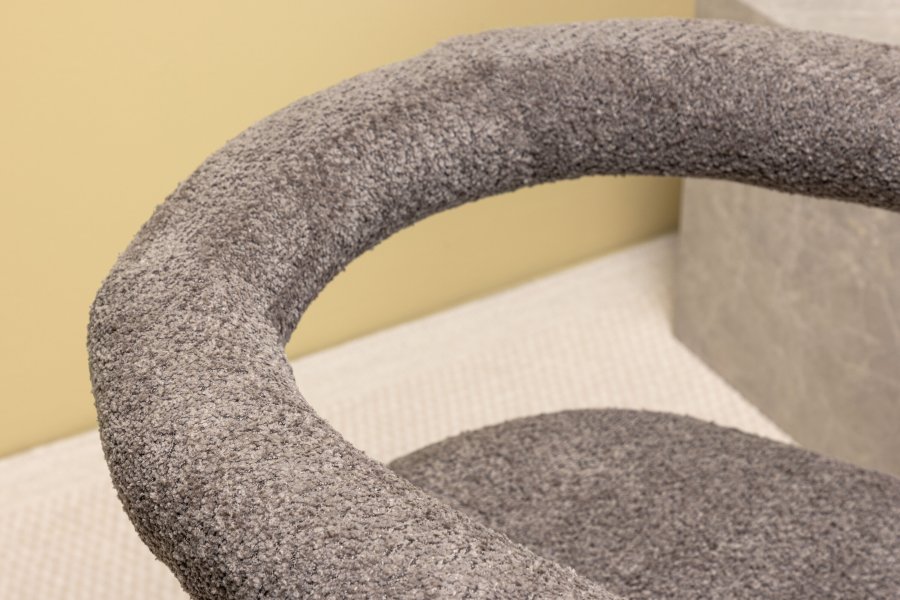 VENTURE DESIGN Morgonmatstol, w. armstöd - brun/gr bouclétyg och stl