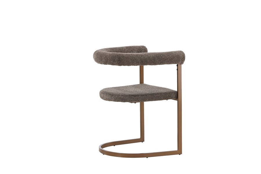 VENTURE DESIGN Morgonmatstol, w. armstöd - brun/gr bouclétyg och stl