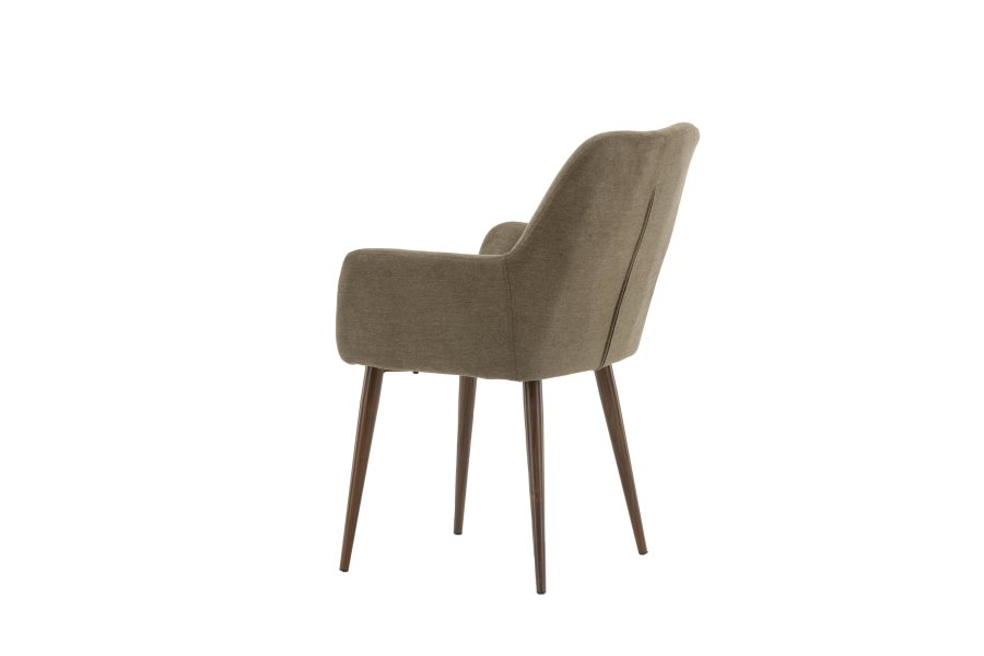 VENTURE DESIGN I morgen spisebordstol, m. armlen - mrk gr/brunt stoff og mrk valnttfarget stl