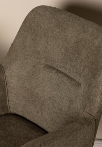 VENTURE DESIGN I morgen spisebordstol, m. armlen - mrk gr/brunt stoff og mrk valnttfarget stl