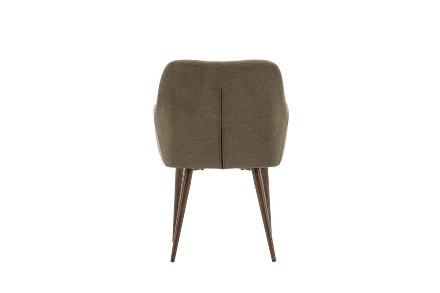 VENTURE DESIGN I morgen spisebordstol, m. armlen - mrk gr/brunt stoff og mrk valnttfarget stl