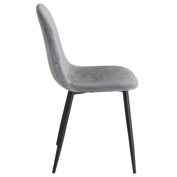 Polar spisebordsstol - gr velour og sort meta