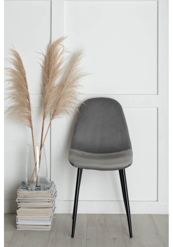 VENTURE DESIGN Polar spisestol - gr velour og sort metall