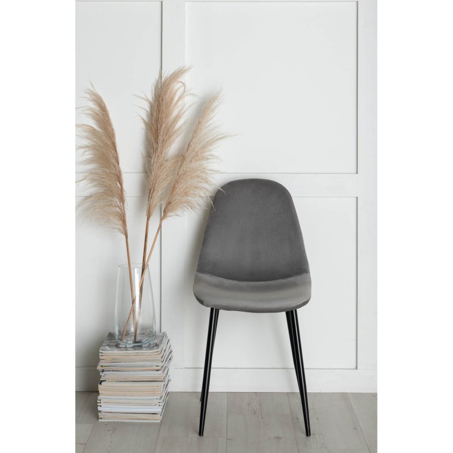 VENTURE DESIGN Polar spisestol - gr velour og sort metall