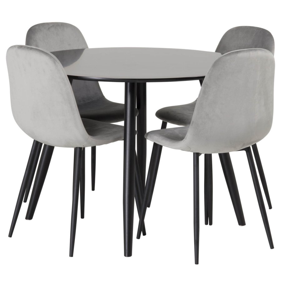 VENTURE DESIGN Polar spisestol - gr velour og sort metall