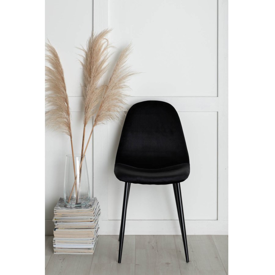 VENTURE DESIGN Polar spisestol - svart velour og svart metall
