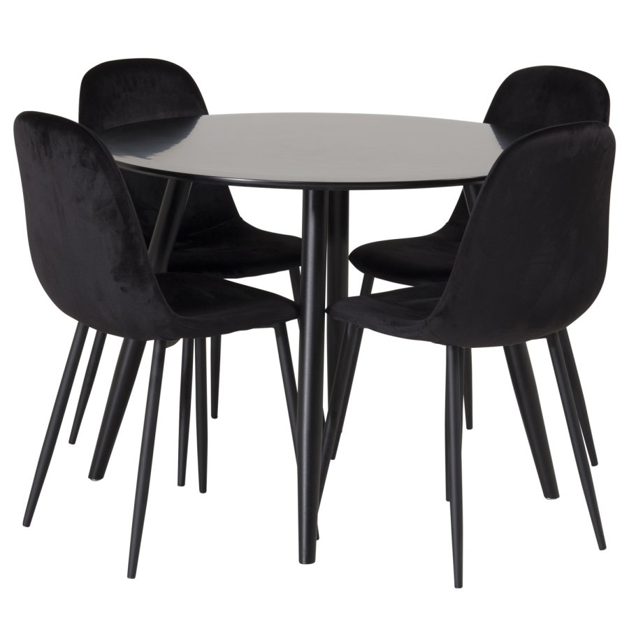 VENTURE DESIGN Polar spisestol - svart velour og svart metall