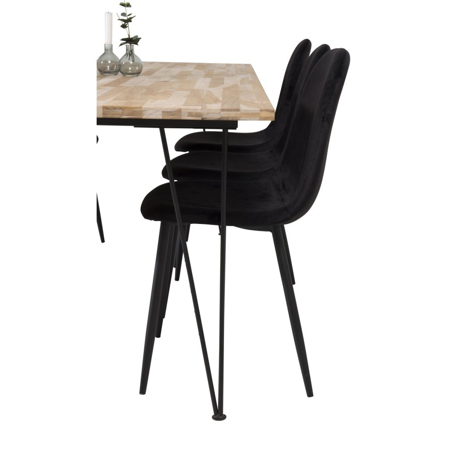 VENTURE DESIGN Polar spisestol - svart velour og svart metall