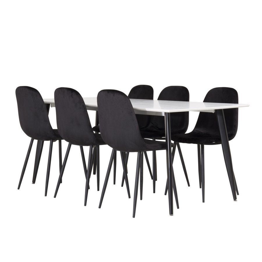 VENTURE DESIGN Polar spisestol - svart velour og svart metall