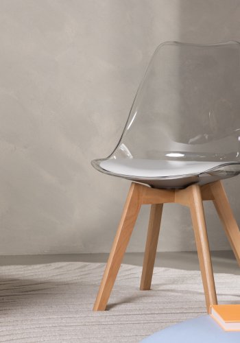 VENTURE DESIGN Edvin spisebordstol, m. hvit sittepute - PET og naturlig bjrketre