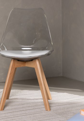 VENTURE DESIGN Edvin spisebordstol, m. hvit sittepute - PET og naturlig bjrketre