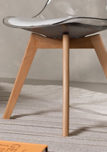 VENTURE DESIGN Edvin spisebordstol, m. hvit sittepute - PET og naturlig bjrketre