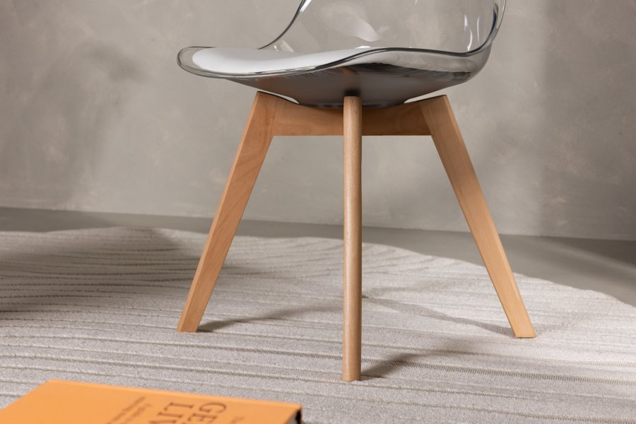 VENTURE DESIGN Edvin spisebordstol, m. hvit sittepute - PET og naturlig bjrketre