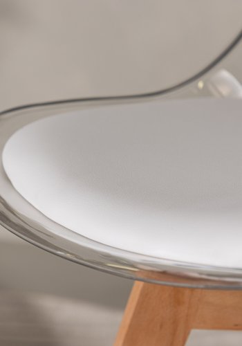 VENTURE DESIGN Edvin spisebordstol, m. hvit sittepute - PET og naturlig bjrketre